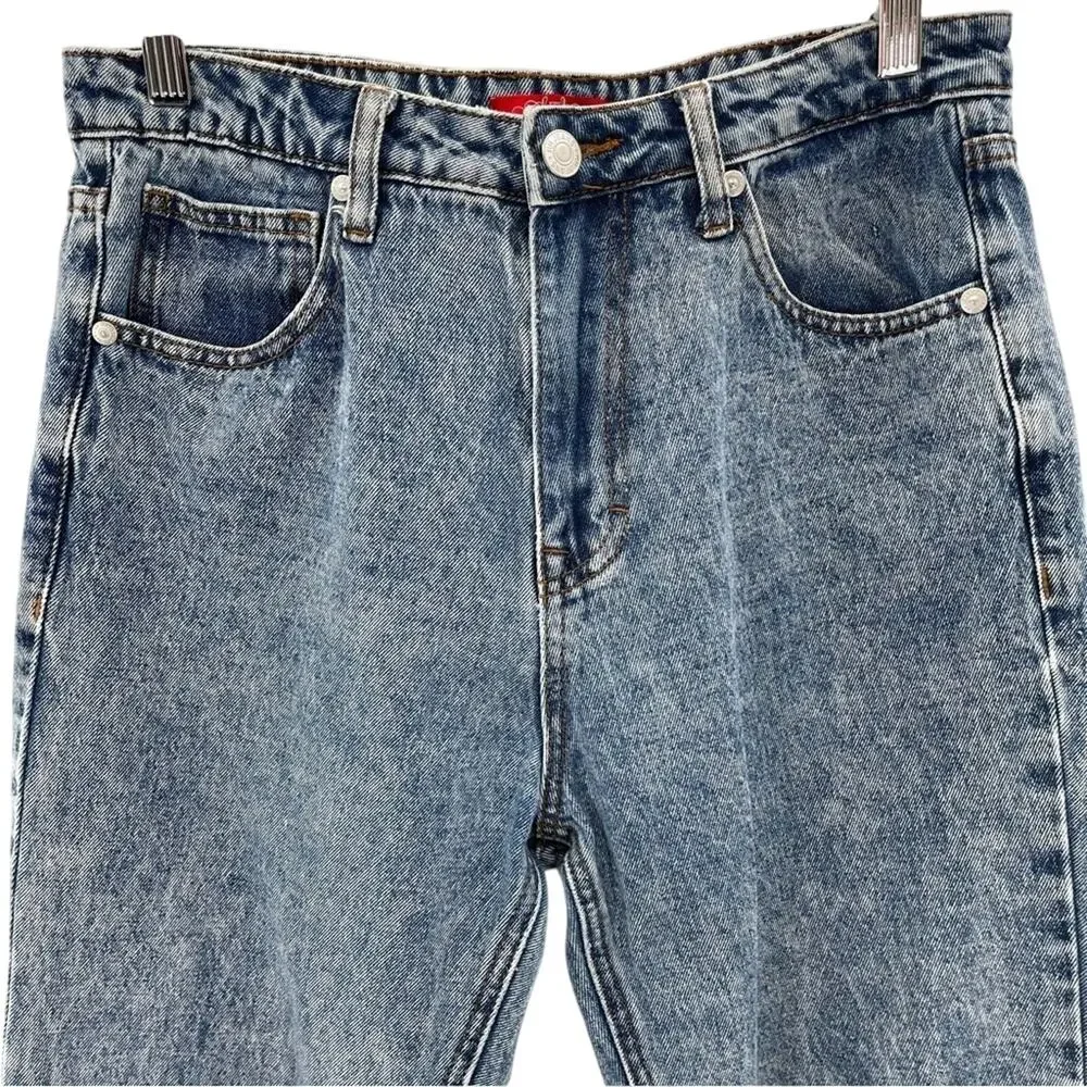 HH Jeans Los Angeles Vintage Style Retro Blue Acid Washed High-Rise Mom Jeans 5